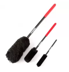 Wheel Woolies Detail Brushes 3pc Set Red/Black Red Grip | Spoliraj.si