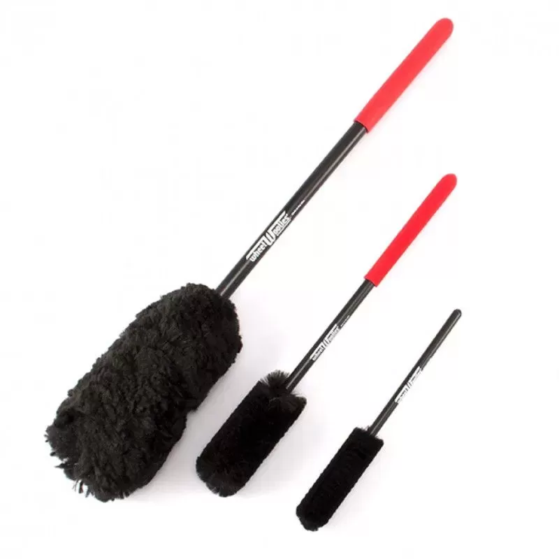 Wheel Woolies Detail Brushes 3pc Set Red/Black Red Grip Wheel Woolies Detail Brushes 3pc Set Red/Black Red Grip