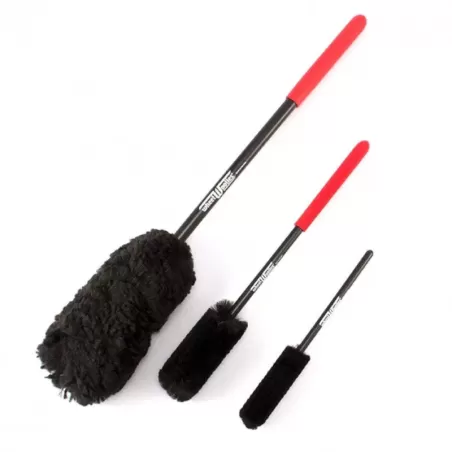 Wheel Woolies Detail Brushes 3pc Set Red/Black Red Grip | Spoliraj.si